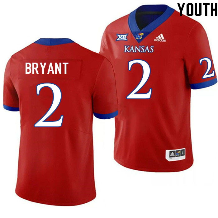 Youth #2 Cobee Bryant Kansas Jayhawks College Football Jerseys Stitched Sale-Red